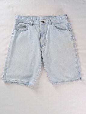 VTG Wrangler Light Wash Denim Long Length Jean Shorts Jorts 90s
